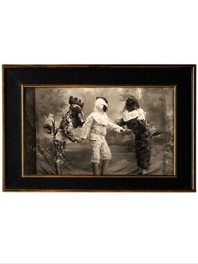 Vintage Victorian Halloween Farmhouse Chickens In Costumes Funny Art Shabbychic